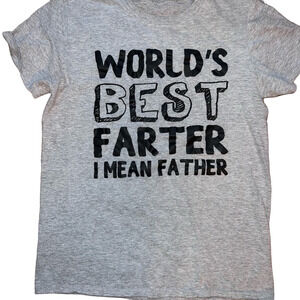Worlds Best Farter I Mean Father Graphic TShirt Mens Size M Funny Dad Humor Tee